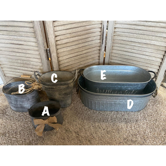 Oval Galvanized Bucket with Handles