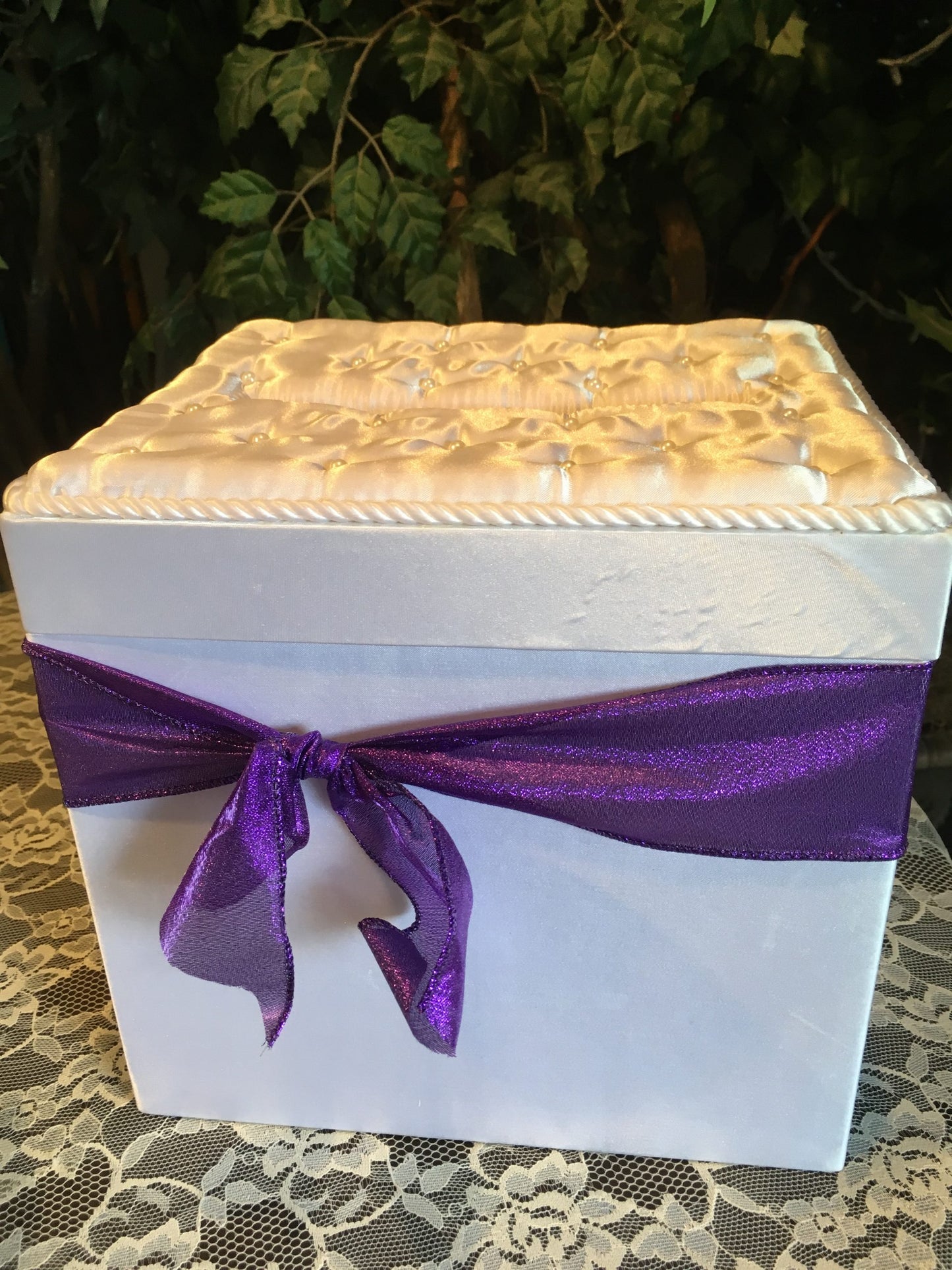 White Satin Card Box