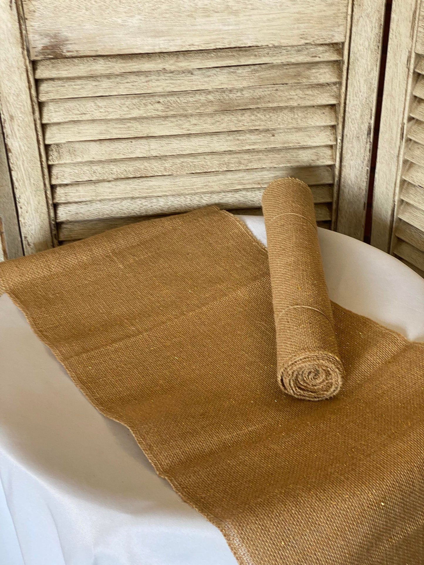 Gold Flake Burlap Table Runner