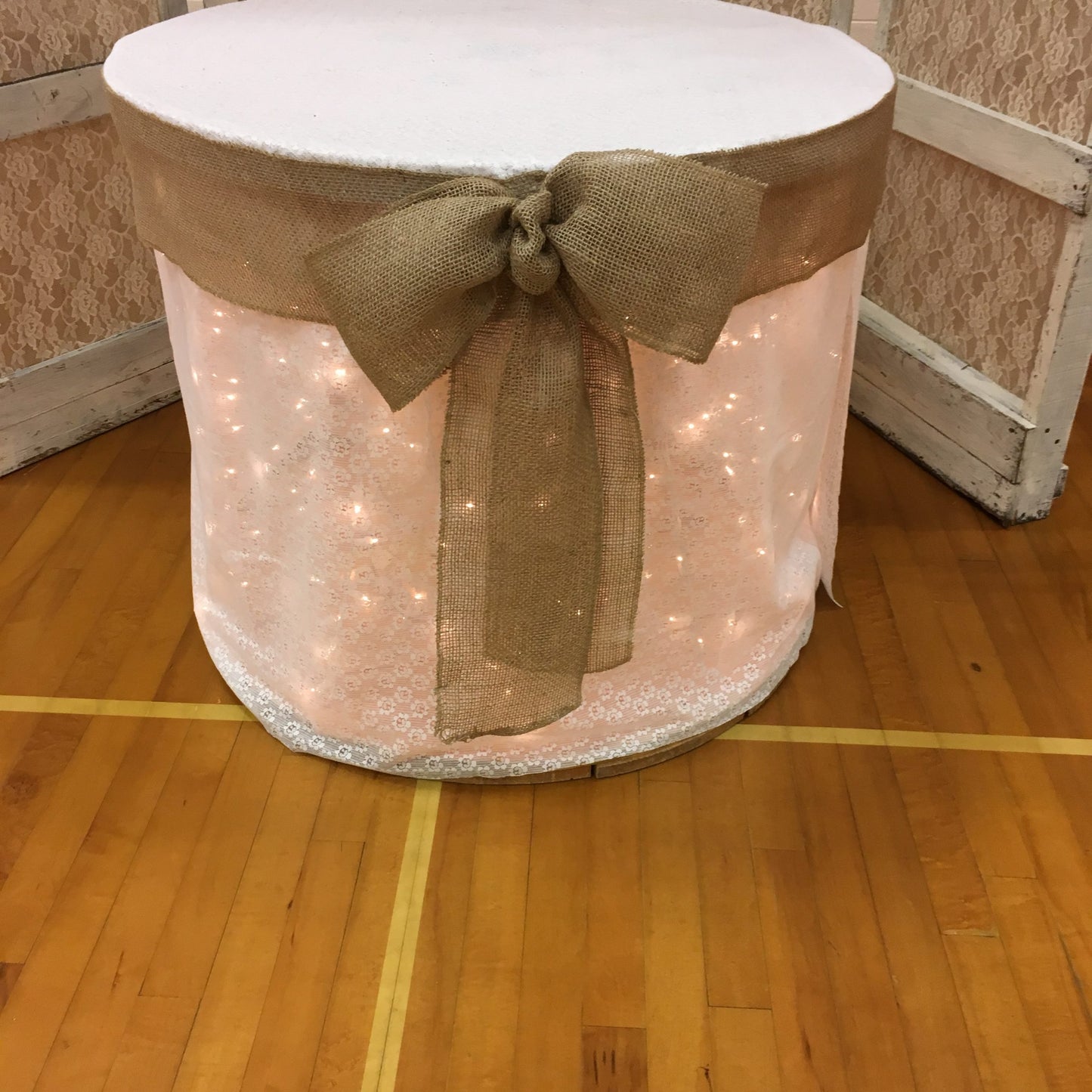 Lighted Lace Spool Table