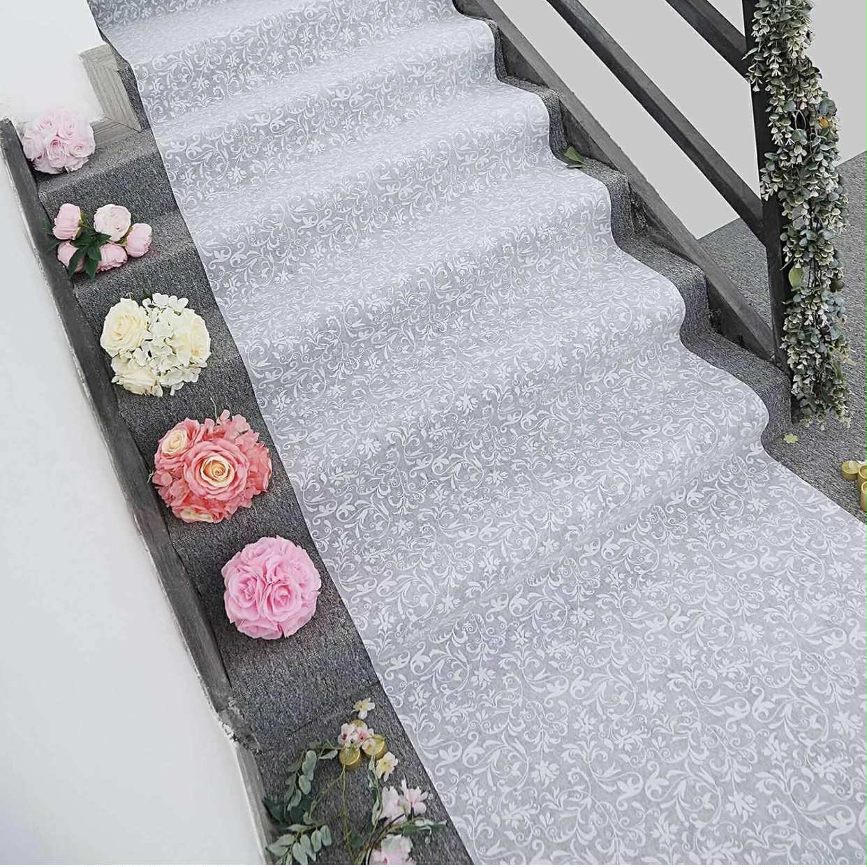 White Lace Floral Aisle Runner