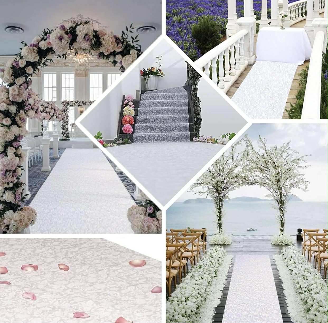 White Lace Floral Aisle Runner