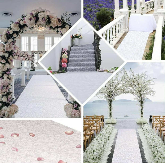 White Lace Floral Aisle Runner