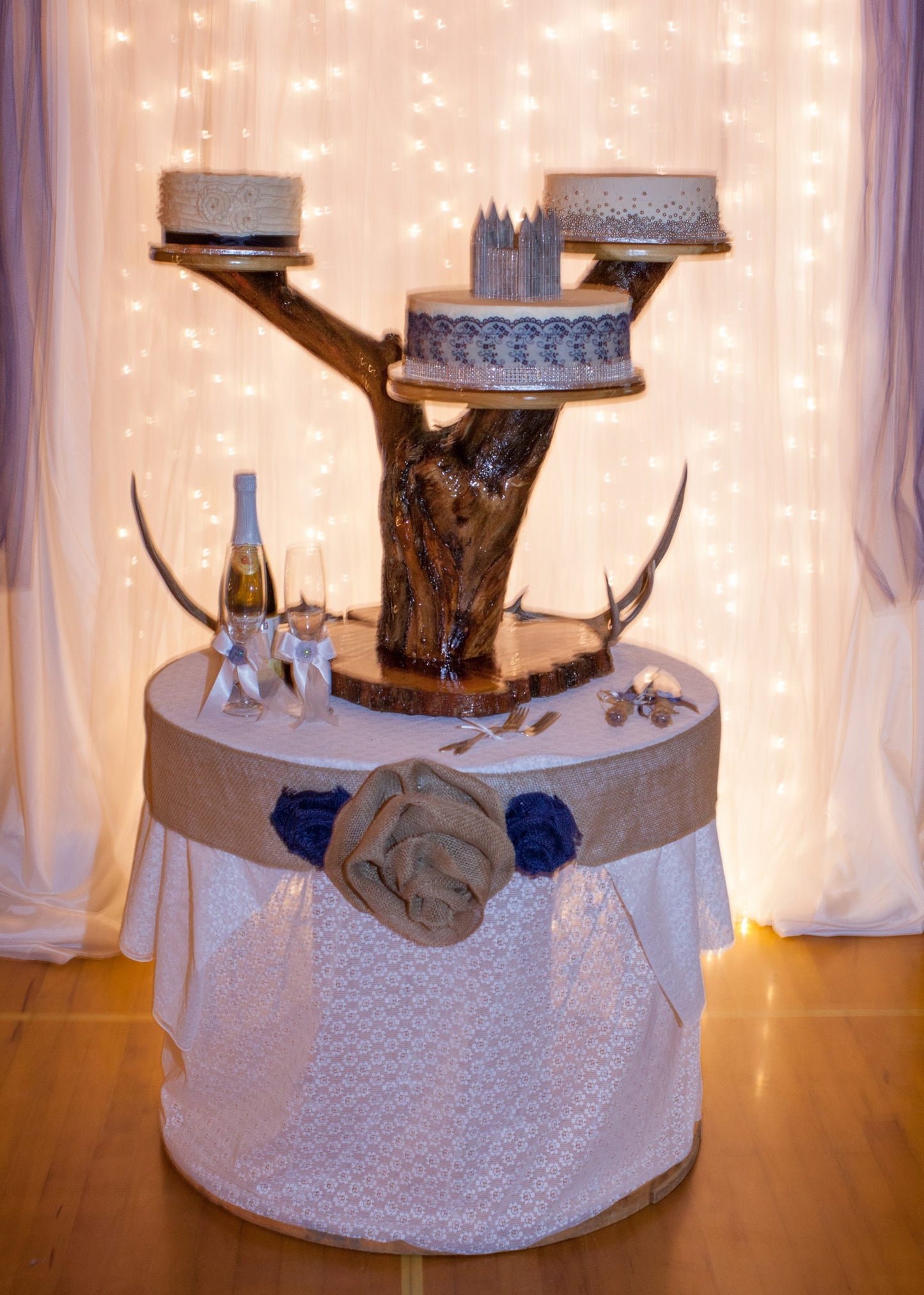 Lighted Lace Spool Table