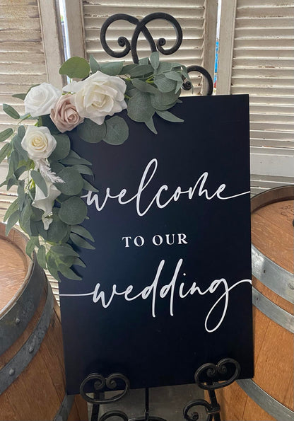 Black Welcome Sign