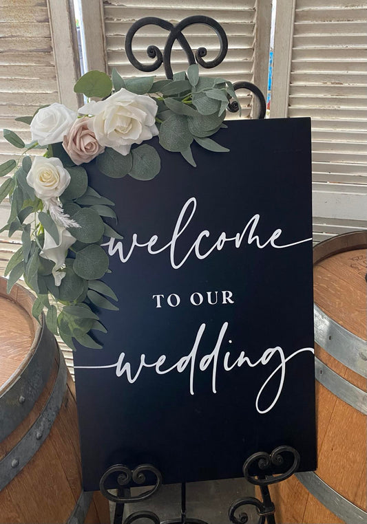 Black Welcome Sign