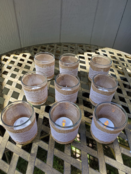 Burlap Votive Candle Holders