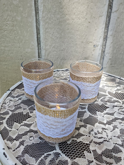 Burlap Votive Candle Holders