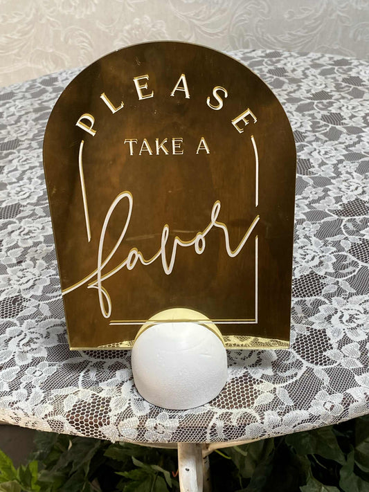 Gold Mirror Favor Sign Stand