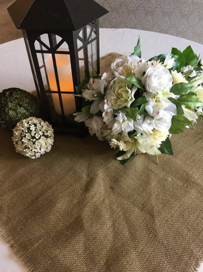 Olive Burlap Square Table topper