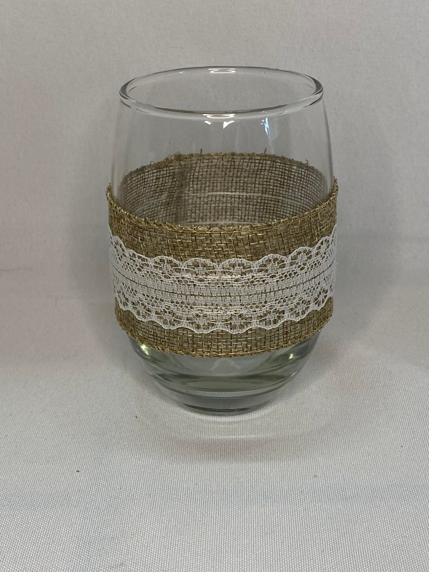 Burlap and Lace Cups