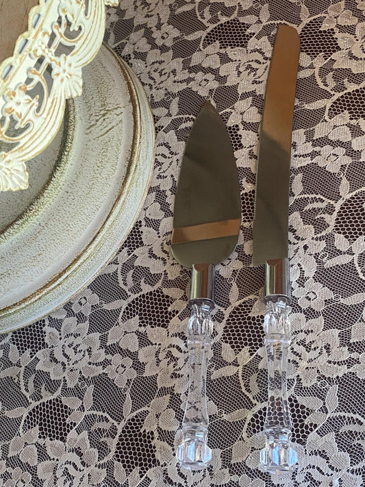 Faux Crystal Knife and Server Set