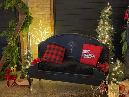 Black Bench with Padded Seat