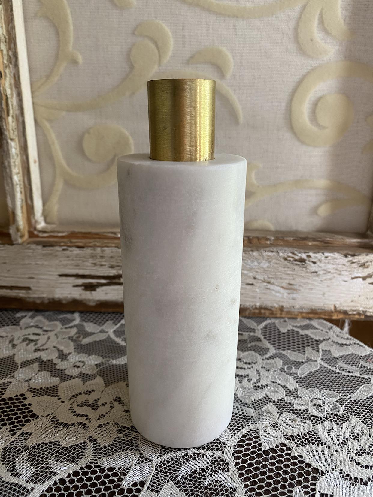 Marble and Brass Candle Holder