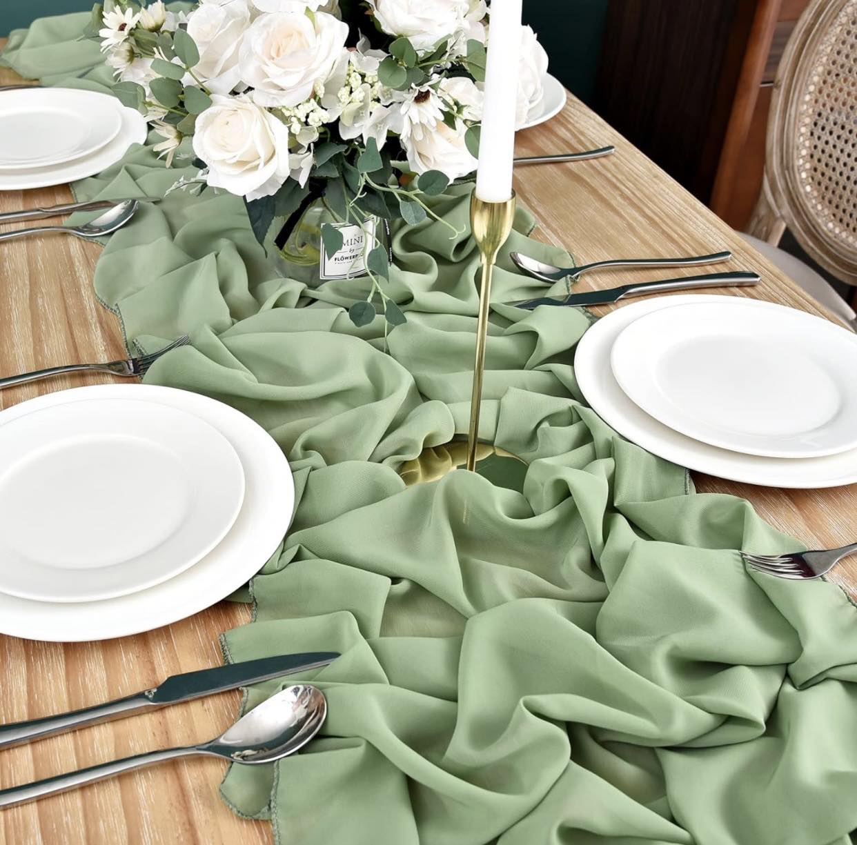Green Chiffon Table Runners