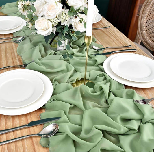 Green Chiffon Table Runners