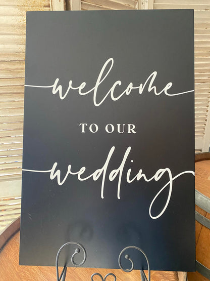 Black Welcome Sign