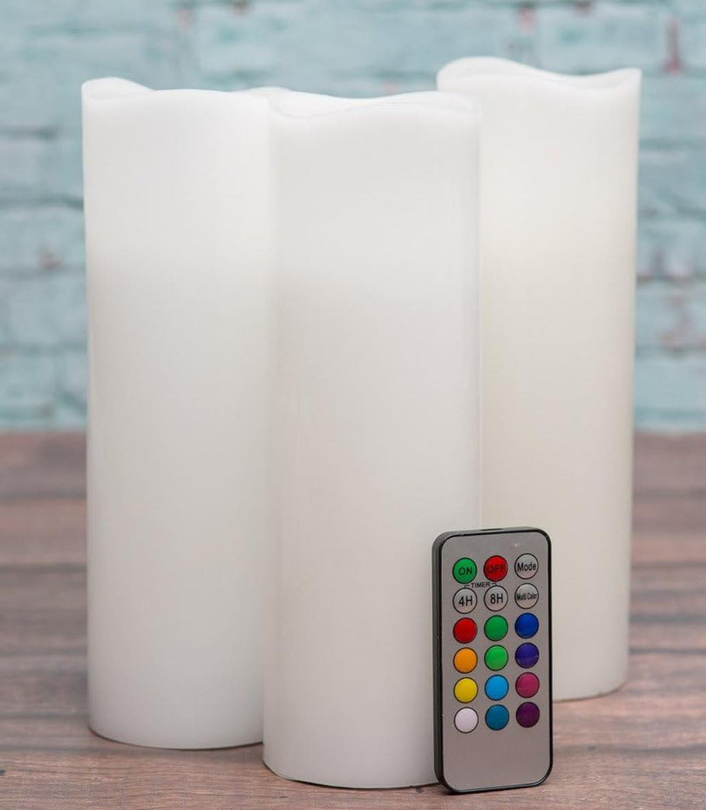 9 inch Flameless LED Pillar Candles White – Rigby Wedding Rentals