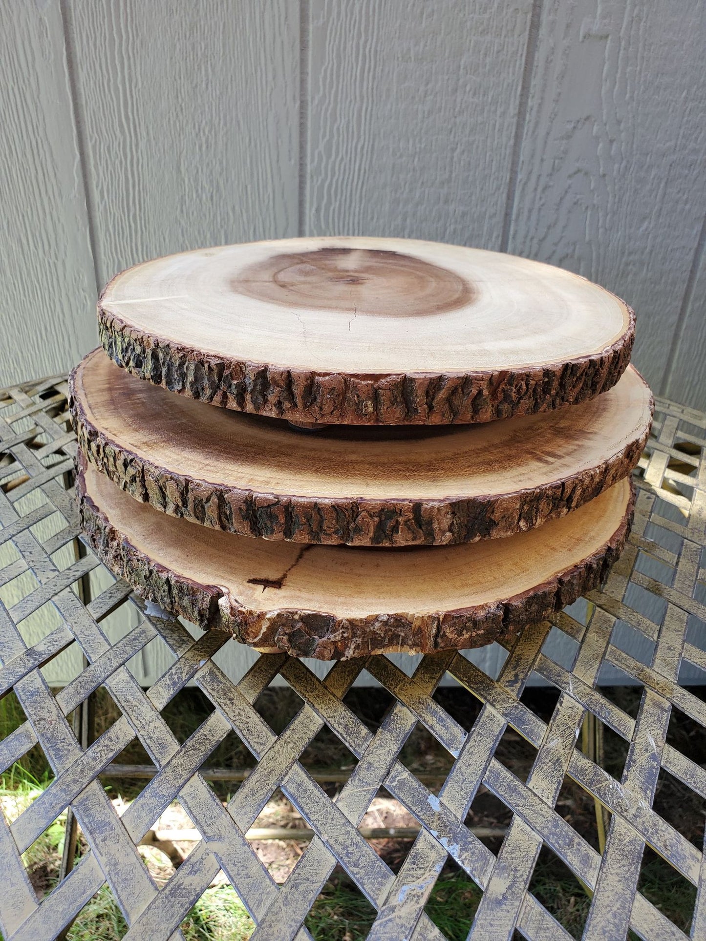 Acacia Wood Slice Serving Stands