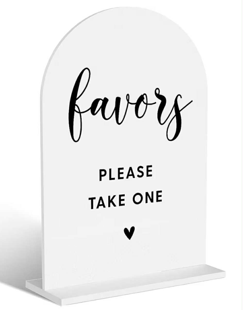 White Acrylic Favor Sign