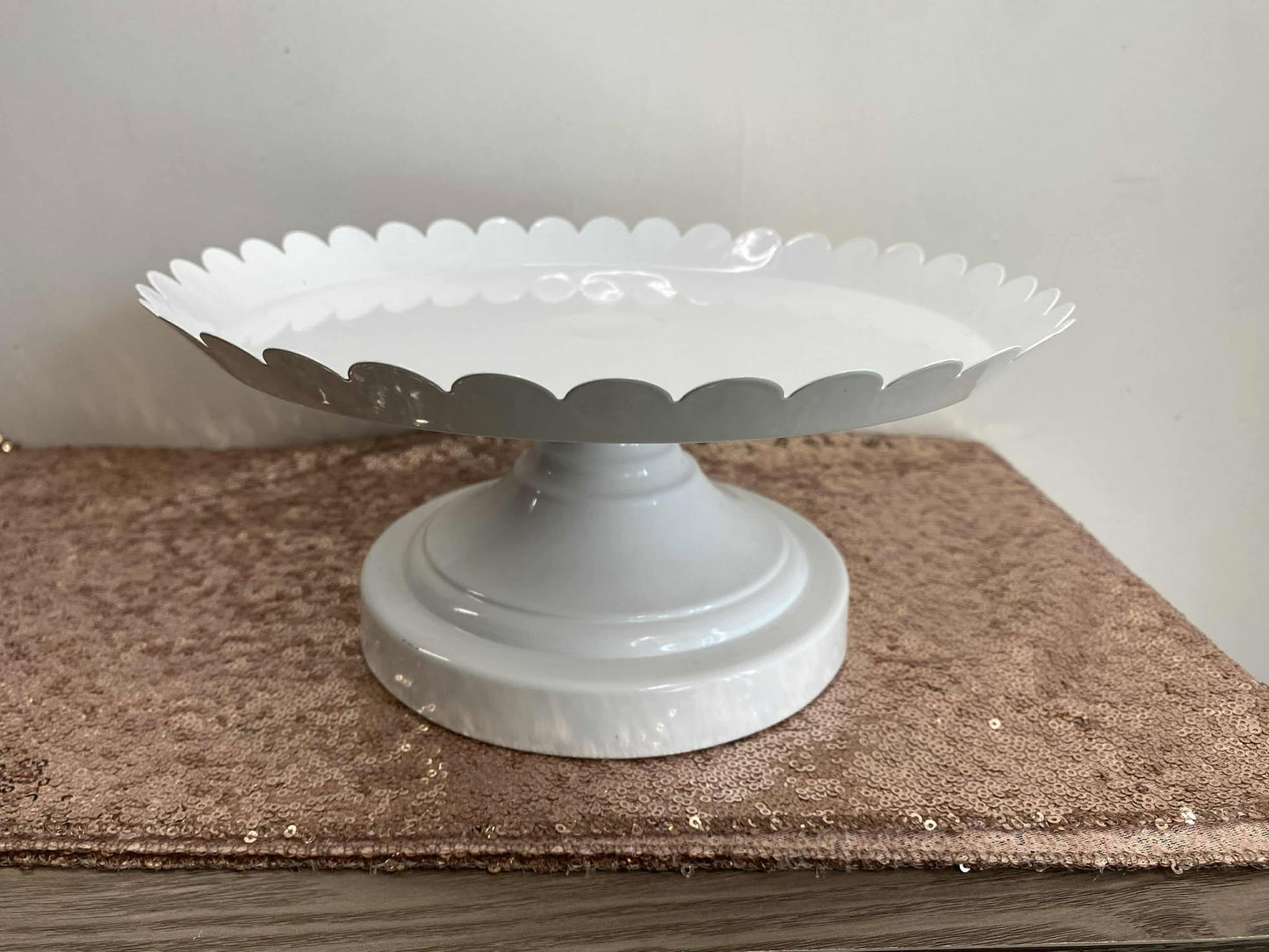 White Scalloped Cake Stand