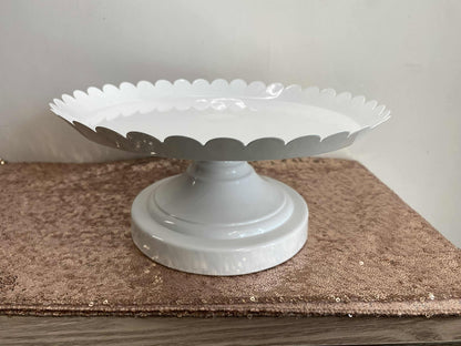 White Scalloped Cake Stand