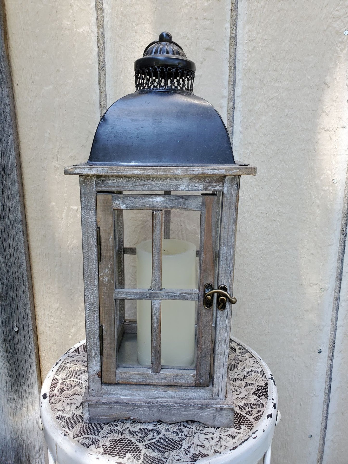 Gray Wooden Lantern
