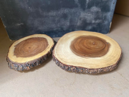 Acacia Wood Slice Serving Stands