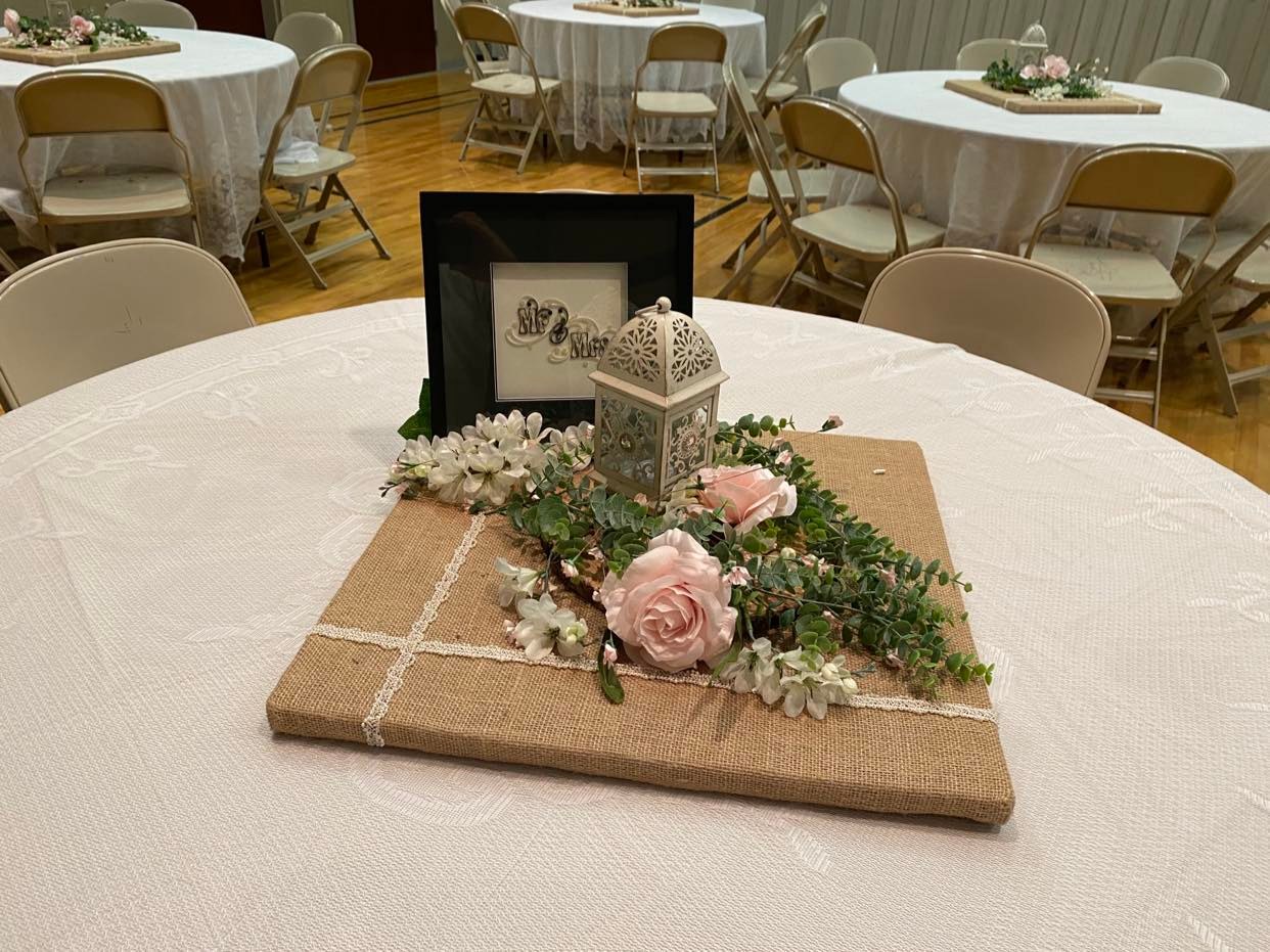 Burlap Centerpiece Square Bases - Rigby Wedding Rentals