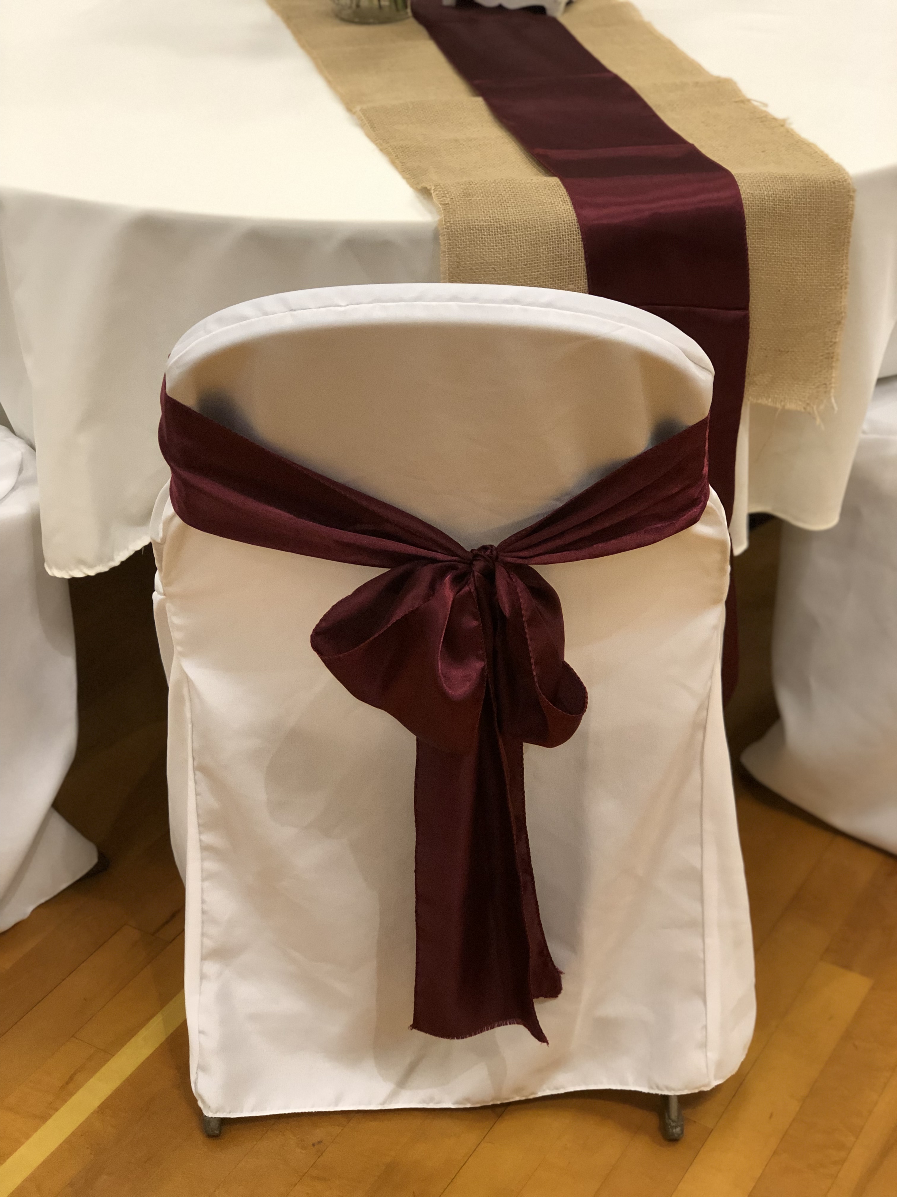 Burgundy Chair Sash - Rigby Wedding Rentals