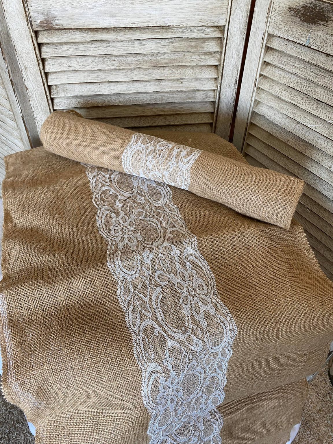 Burlap and Lace Table Runner Rigby Wedding Rentals