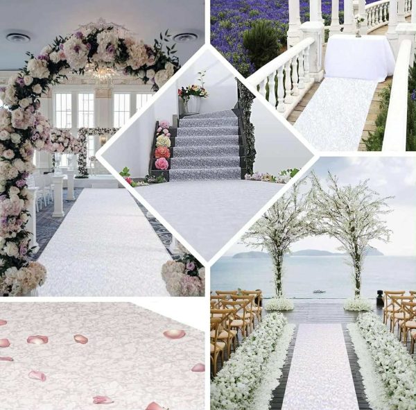 White Lace Floral Aisle Runner - Image 2
