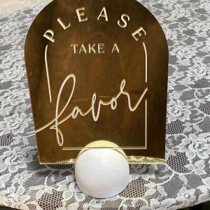 Gold Mirror Favor Sign Stand